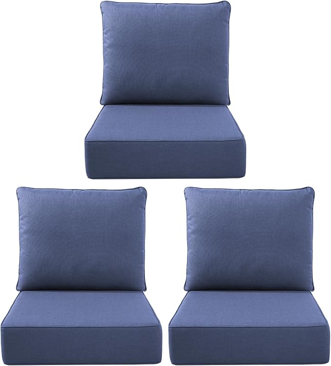 Luxury Outdoor Seat Cushion Set-22 x 24 x 6 Inch Outdoor Chair Cushions with Water Resistant & Removable Cover Outdoor Cushions for Patio Furniture Chair Sofa Couch