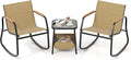 Tangkula 3 Piece Rocking Bistro Set Outdoor, Patio Rocking Chairs & Side Table with Storage Basket, Wood-Like Armrests & Metal Frame, Patio Furniture Set for Porch, Backyard, Lawn & Poolside