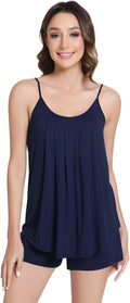 NACHILA Pajamas for Women-Viscose from Bamboo, Ribbed Racerback Tank Top Sexy Split Shorts Pajama Sets Cooling Sleep Cami Pjs