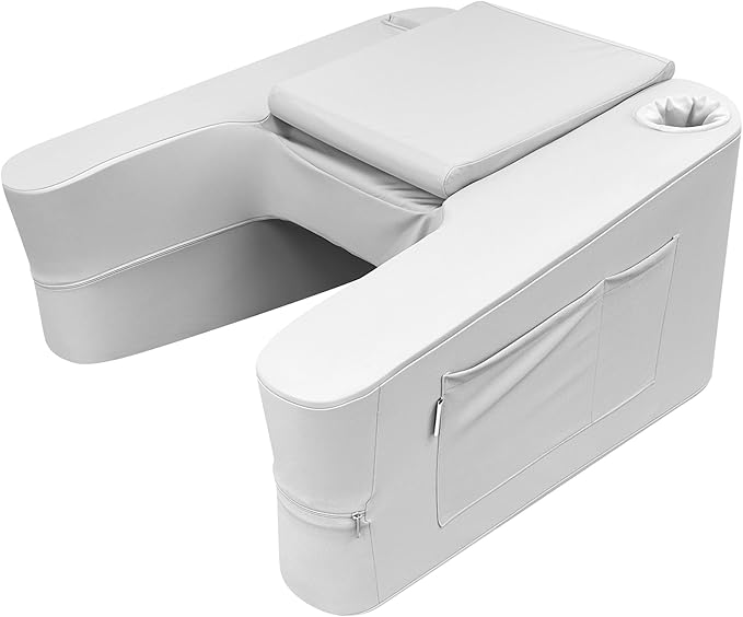 DeskLogics Ultimate Gaming Pillow & Lap Desk Combo,Large Ergonomic Bed Rest with Cup Holder, Phone Stand & Pockets, Reading Pillow for Adults, Laptop Stand for Bed & Couch, Dorm Room & Gamer Gifts