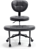 Czoluxo Ergonomic Cross-Legged Kneeling Chair with Wheels - Adjustable Height Yoga Desk Chair with Lumbar Support, Wide Crisscross Chair, Meditation Chair, for Office/Study Room with ADHD (Black)