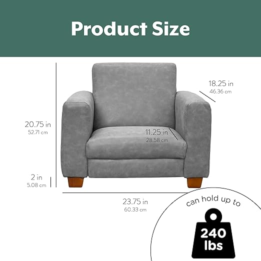 Children's Factory As We Grow Modern Chair, Flexible Seating for Classroom Elementary, Adjustible Playroom Furniture, Faux Distressed Leather Gray