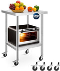 FOHERE Stainless Steel Table, Prep Table W/4 Caster Wheels, 400 LBS Load Capacity，NSF Commercial for Restaurant, Home and Hotel (24×24 in)