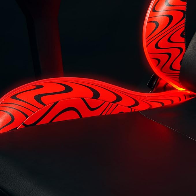 Clutch Chairz Throttle Series Pewdiepie Edition LED Gaming Chair - Premium Ergonomic Design, Lumbar and Head Support Pillows - Black/Red