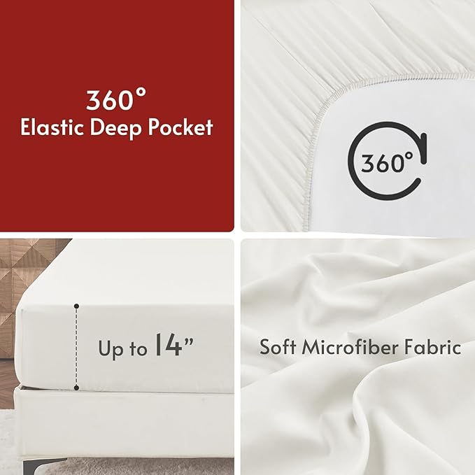 MUXHOMO 5 Pieces Twin Comforter Set, Reversible Bed in a Bag Twin Size, All Season Bedding Set with Comforter, Flat Sheet, Fitted Sheet, Pillowcases & Shams, Beige & White