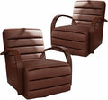 Chifee & Vingol 360° Swivel Accent Chair 30.3" W PU Leather Swivel Living Room Chair with Solid Wood Armrests Mid Century Modern Reading Chair,Set of 2,Brown