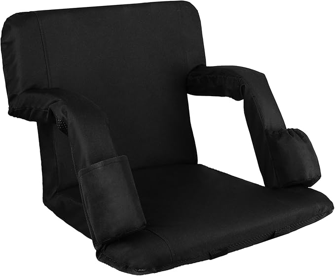 Anmiro Stadium Seats with Back Support Bleacher Chairs with Back and Extra Wide Cushion Thick Padded Bleacher Portable Reclining Seats for Football, Baseball and Basketball (Black, Small)