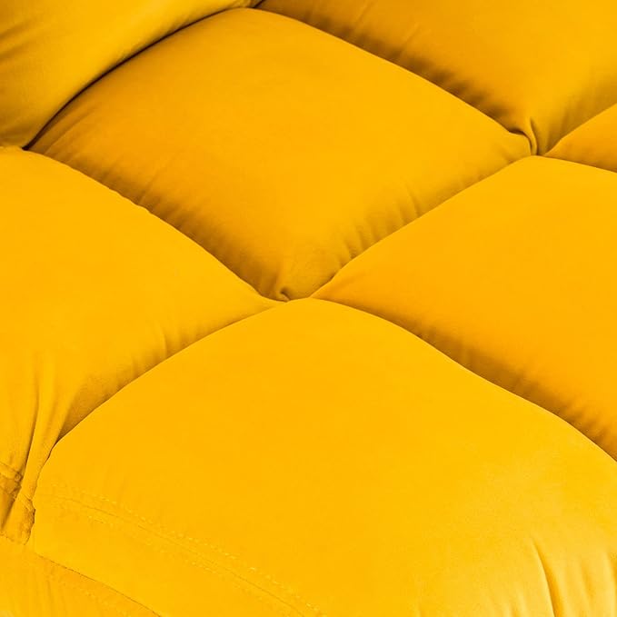 MCombo Velvet Accent Chair with Ottoman Set, Modern Armless Chair for Living Room, Bedroom, Small Space 0014 (Velvet, Yellow)