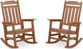 hOmeQomi Rocking Chairs Set of 2, All Weather Resistant Poly Lumber Outdoor Porch Rocker, Rocking Chairs for Outdoor, Indoor, Patio, Deck, Garden, Backyard, Load Bearing 380 lbs - Teak