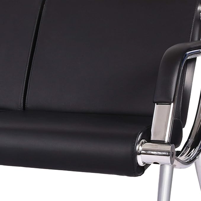 Kinfant Waiting Room Chair- Office Reception Furniture with Armrest and PU Leather Cushion, Office Guest Chair for Waiting Room Airport Hospital Bank Lobby, Black (Black, 3-seat)
