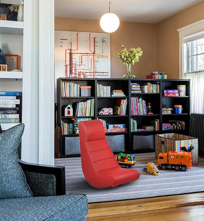 Factory Direct Partners 10489-RD Soft Ergonomic Horizontal Soft Video Rocker - Great for Reading, Gaming, Meditating, or TV for Kids Teens and Adults - Red