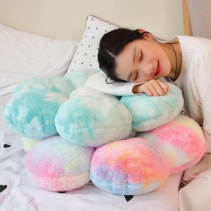 lannery Flower Plush Throw Pillows, Flower Floor Pillow Seating Cushion Toy for Reading, Room, Watching TV (25.6", Color)