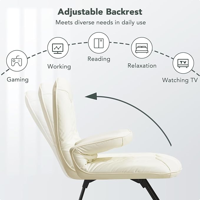 Furniliving 3 in 1 Folding Chair Foldable Floor Chair for Reading, Lounging & Gaming, Portable Camping Chair with Metal Frame Comfy Accent Chair Reading Chair for Indoor, Living Room, PU (Beige)