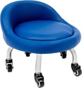 DouSeiAi Rolling Stool with Backrest 220 Lbs High Weight Capacity Foam Roller Seat and 5 Universal Wheels for Men Women Boy Girl Furniture Gift, Home Office, (Blue)