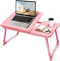 CloudTrip Laptop Desk for Bed or Couch, Lap Desk, Woking in Bed Desk, Home Office Desks, Breakfast Tray, Desk with Cup Holder, Watching Movies in Bed, Laptop Stand for Bed, Fordable Legs Desk (Pink)