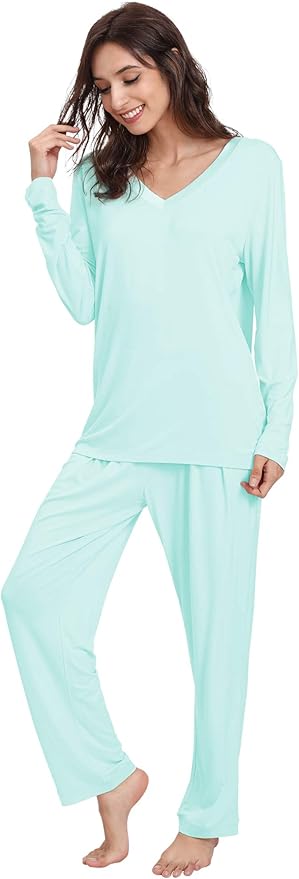 GYS Viscose from Bamboo Women's Pajama Sets Super Soft Long Sleeve Sleepwear Comfy Winter Pjs Sets S-4X