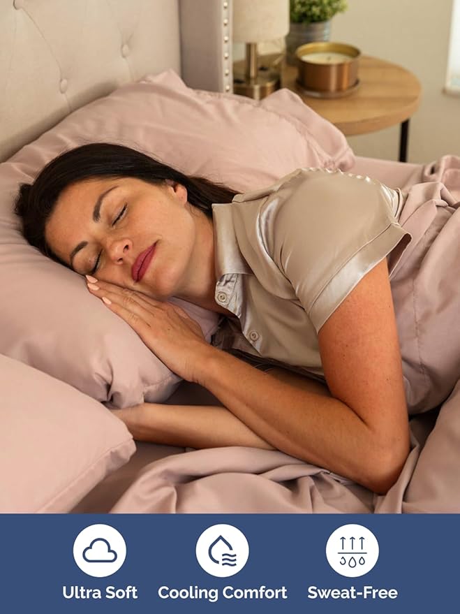 Extra Deep Pocket Cal King Sheets - 4 Piece Breathable & Cooling Bed Sheets - Hotel Luxury Bed Sheet Set - Soft, Wrinkle Free & Comfy - Easily Fits Extra Deep Mattresses - Deep Pocket Mauve Sheets Set