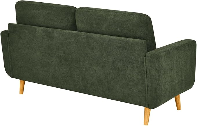 Modern Loveseat Sofa, Velvet Upholstered Small Couch, Green Couch with Wooden Leg, Easy Assembly Couches for Living Room, Small Spaces, Apartment