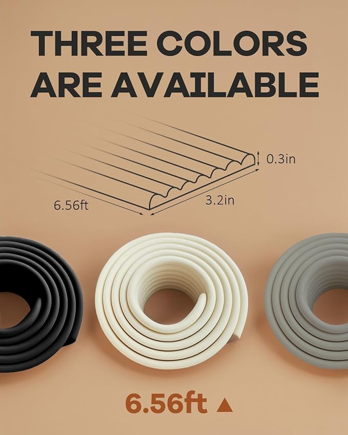PUSHUJIA Edge and Corner Guards with Strong Adhesive Extra Thick Baby Proofing Furniture Protector for Table Desk Bed Cabinets Child Safety for Home and Nursery (Beige White, 6.56 Feet)