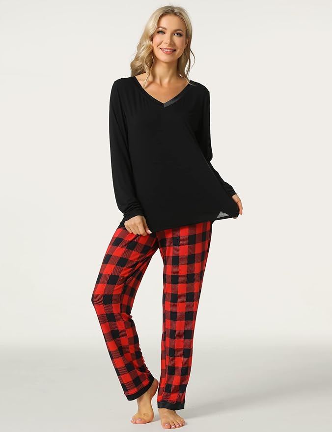 GYS Viscose from Bamboo Women's Pajama Sets Super Soft Long Sleeve Sleepwear Comfy Winter Pjs Sets S-4X