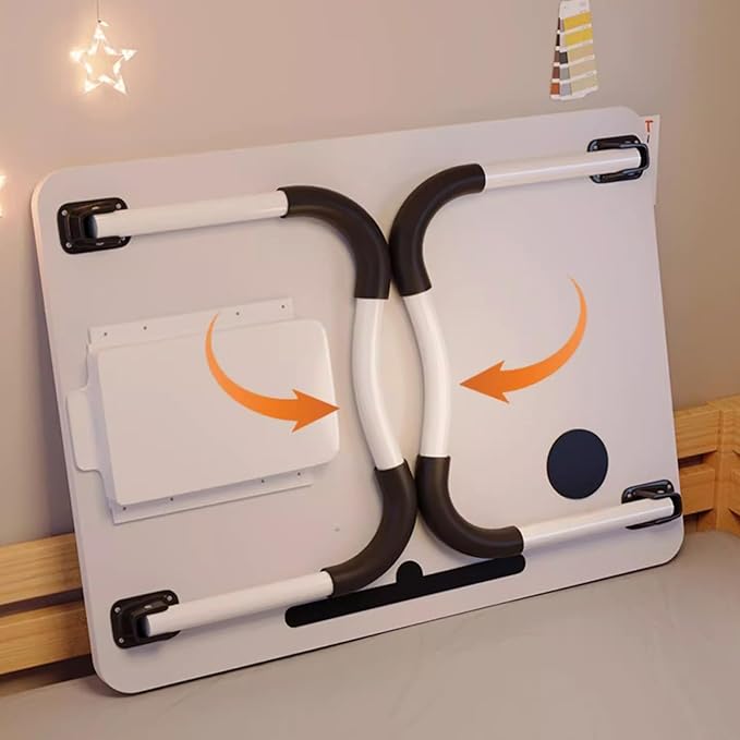 Respicefinem Laptop Bed Desk Foldable Portable Bed Table Tray Stand with Cup Holder Drawer for Reading Writing Eating On Sofa Floor White