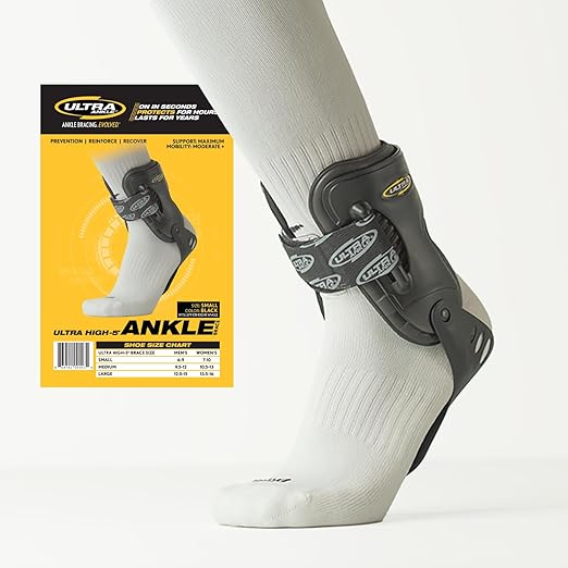 Ultra High-5 Ankle Support Brace – Everyday Stability Gear for Chronic Ankle Instability – Rigid Bilateral Shell, Boot-Ready Fit for Workers, Hikers, & Comfortable Support for Active Aging Adults - Small