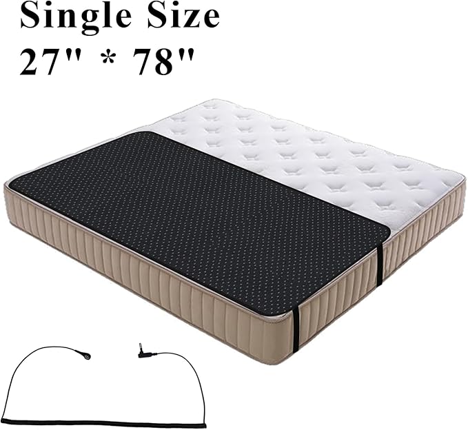 Grounding Mat for Bed, Grounding Mattress Cover for Improving Sleep, Sleep Pad, Earth Mat Carbon Leatherette Therapy (27" x 78")