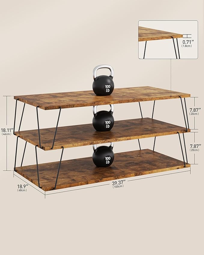 KJGKK Coffee Table, 40" Center Table with Storage Shelf, Rectangle Coffee Table, for Living Room, Toolless, Easy Assembly, Simple Style, Rustic Brown (Classic)