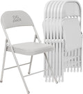6 Pack White Padded Folding Chairs Set - Comfortable Stackable Portable Chairs for Indoor Outdoor, Events, Parties, Office, Wedding (PU Leather, Executive White,School Chair)