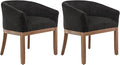 Shenyon Mid Century Modern Dining Chairs Set of 2, Upholstered Linen Fabric Dining Room Chairs with Arms and Solid Wood Legs, Comfy Barrel Accent Chairs for Dining Room, Living Room, or Cafe,Black