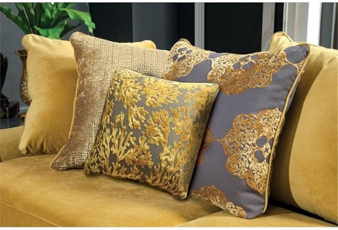 BOWERY HILL Traditional Velvet Upholstered Sofa with Wood Frame in Gold