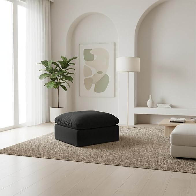 Forest aesthetics Oversize Cloud Modular Sectional Sofa,Chaise Down Filled Comfort Sofa Detachable Couch Cushion Covers for Living Room Apartment,Black