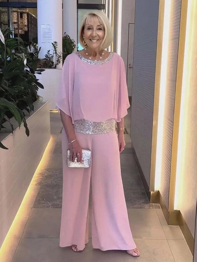 BIVENANT Womens Sequin 2 Piece Wedding Guest Pant Loose Formal Pantsuit for Women Suits for Ladies