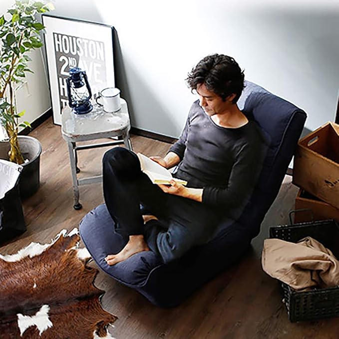 Foldable Floor Chair with Adjustable Back Support for Living Room Bedroom and Tatami Use Comfortable Lounge Seating for Reading and Watching TV