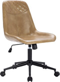 DUHOME Modern PU Leather Office Chair Desk Chair Swivel Computer Chair Camel