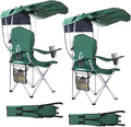 CozyBox Portable Folding Camping Chairs with Canopy Shade, Beach Chair for Adults, Durable Weather Resistant 600D Oxford Cloth, Camping Chair with Canopy for Outdoors [Green-2 Pack]