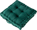 Floor Pillow, Square Floor Seating Pillow Cushion with Handle Thicken Portable Velvet Floor Pillow Cushion for Yoga Living Room Bedroom Home Decor (Dark Green,15×15×3.15in)