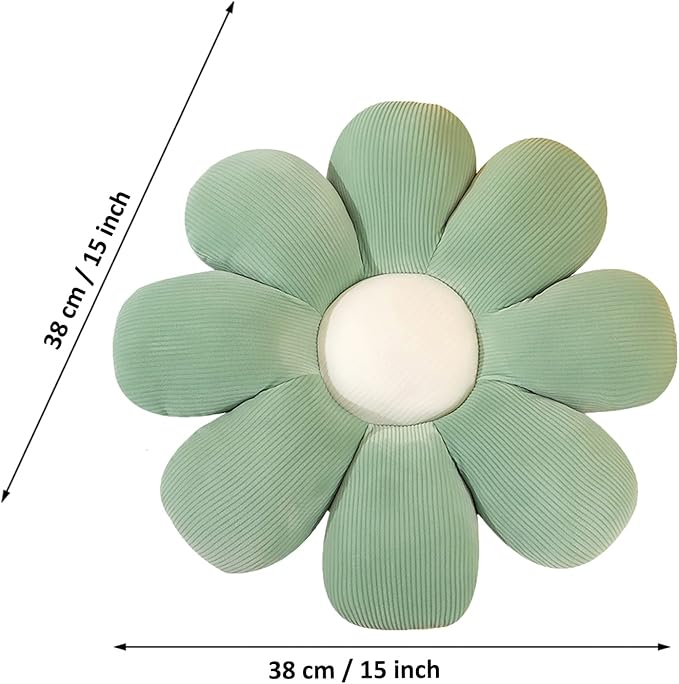 Grafingy Flower Pillow, Flower Shaped Throw Pillow Floor Pillow Soft Seating Cushion Room Decor Plush Pillow for Bedroom, Sofa, Bed, Reading (15 inch, Green)