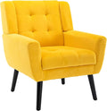 OO BY ORANGE ONLINE Velvet Accent Chair, Mid-Century Modern Tufted Armchair for Living Room, Bedroom & Office (Yellow)