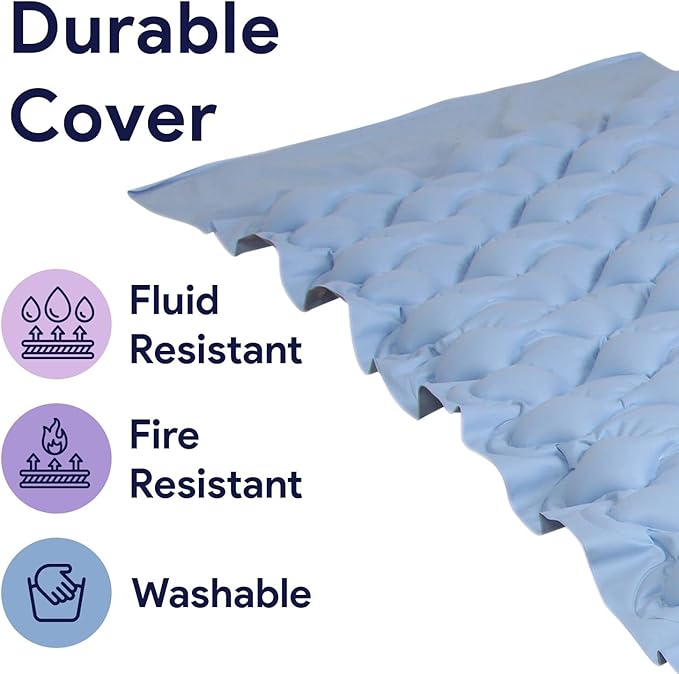 Alternating Pressure Pad - 35.5” x 78.5” x 3"- Bed Pad to Prevent Bed Sores with Silent Electric Air Pump - Lightweight, Fire Retardant Air Mattress Overlay