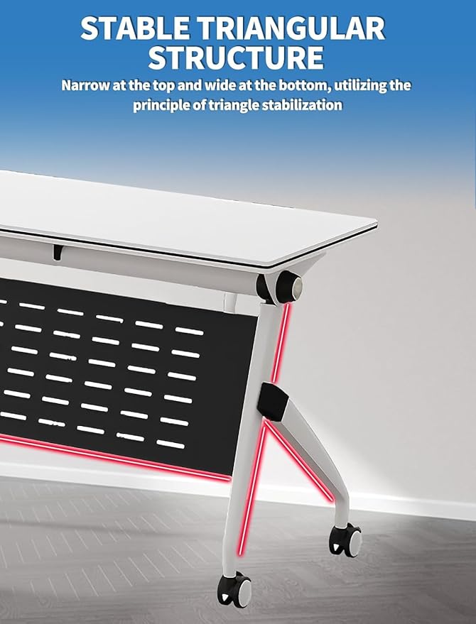 YUOXU Conference Room Table,Folding Conference Table,Flip Top Mobile Desk with Locking Silent Casters-Space Saving Rolling Table for Training Room, Office, Classroom (6, 55.12 * 23.62 * 29.53")