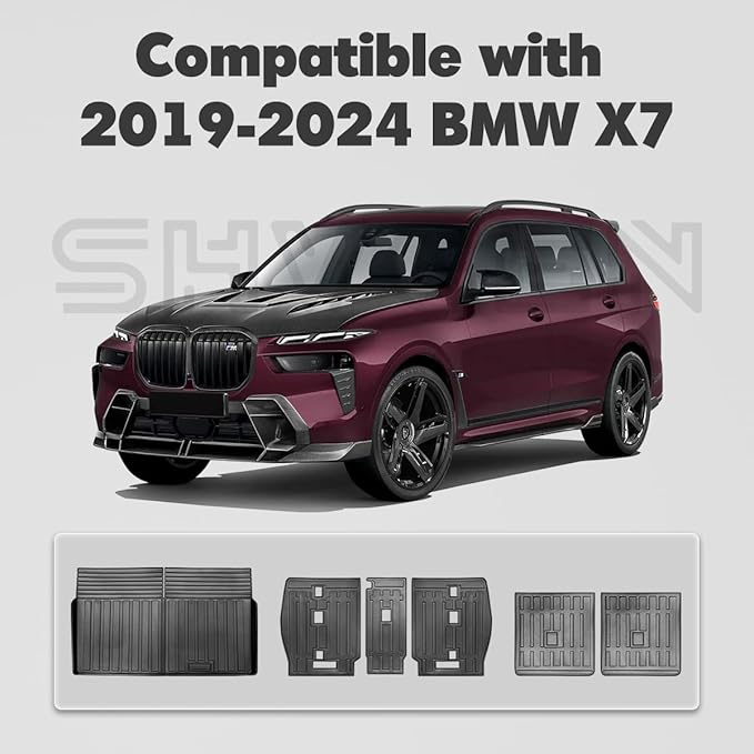 Compatible for 2019-2025 BMW X7 Cargo Liner & Backrest Mats All Weather TPE Mat 2nd Row and 3rd Row Seat Back Cover for 2019-2025 BMW X7 Accessories