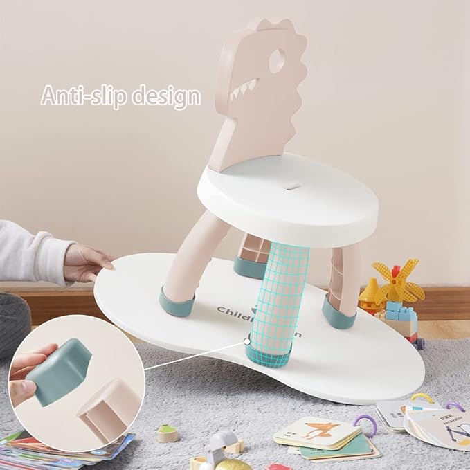 Toddler Chair,Plastic Kids Dino Chair,Sturdy Durable and Lightweight Toddler's Activity Chairs,Anti-Slip Ergonomic Design Kids Step Stool,Indoor or Outdoor Use for Boys Girls Aged 2+ (Pink)