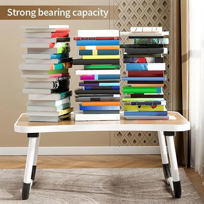 Portable Laptop Desk, Pink Foldable Bed Table with Cup Holder, LED Lights, Storage Drawer, Multi-Purpose Workstation for Working, Reading, Entertainment