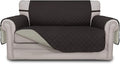 Easy-Going Reversible Loveseat Couch Cover for 2 Cushion Couch Sofa Cover for Dogs Water Resistant Furniture Protector with Foam Sticks Elastic Straps for Pet (Loveseat, Chocolate/Beige)