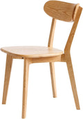 Grewood 100% Solid Oak Wood Dining Chairs,Mid Century Modern Dining Chairs with Rounded Backrest,Kitchen,Dining Room Chairs Set of 1/2/4 (1, Original Wood Color)