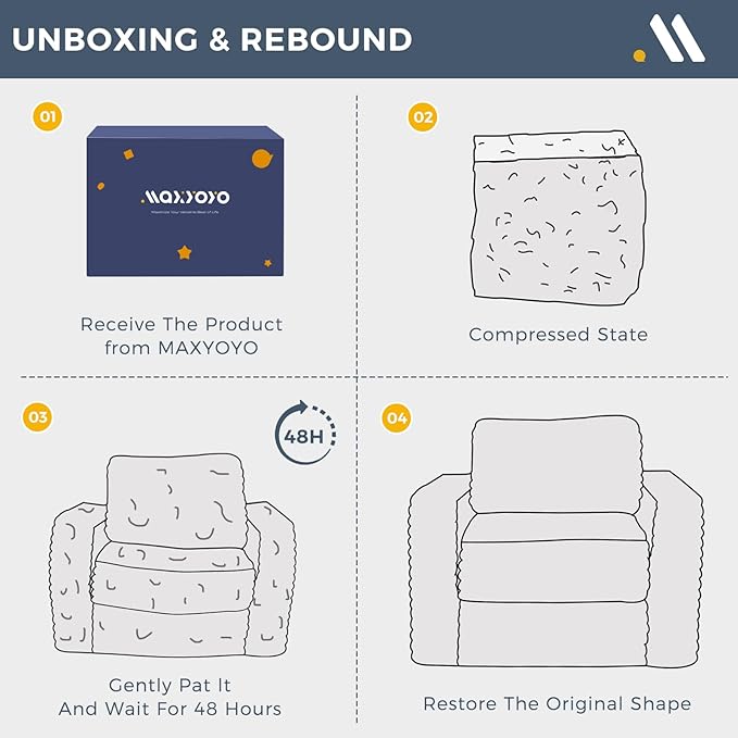 MAXYOYO Giant Bean Bag Chair for Adults, Upholstered Floor Sofa with Pillows and Armrests, Large Bean Bag Sofa Plush Chair Bean Bag Couch for Bedroom Living Room, Grey