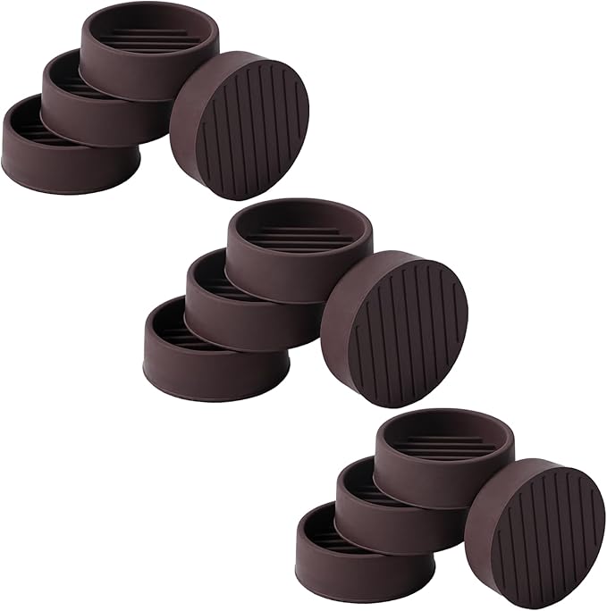 1.5x1.5 Round Rubber Furniture Caster Cups, Anti-Sliding Furniture Pads Bed Stopper Floor Protectors with Grip - Protect Any Flooring