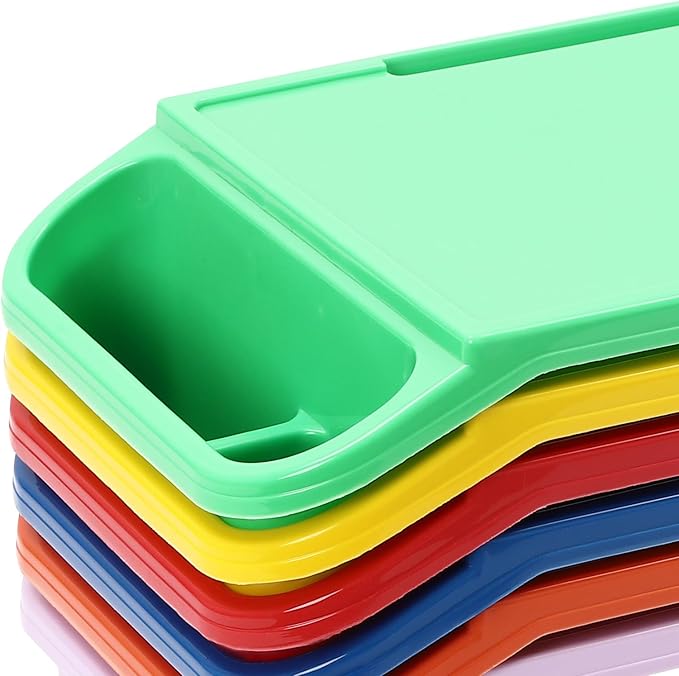 6 Pcs Kids Lap Desk Tray, 19.69 * 9.84 * 7.09in Lap Desks with Storage, Lap Desk Tray with Side Pockets and Slot for Writing Eating Game Classroom (Colorful 2)