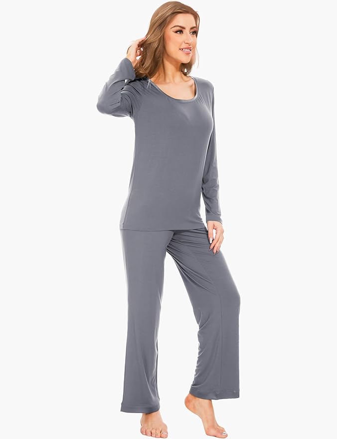 GYS Viscose from Bamboo Women's Pajama Sets Super Soft Long Sleeve Sleepwear Comfy Winter Pjs Sets S-4X